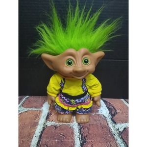 Vintage Large Plastic Treasure Troll With Jeweled Belly